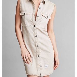 Calvin Klein For UO Khaki Sleeveless Shirt Dress